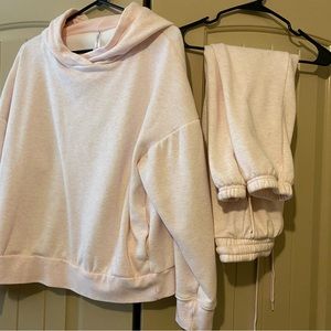 Fabletics Eco Go-To Pocket Pink Hoodie & classic Sweatpants Set Sweatsuit